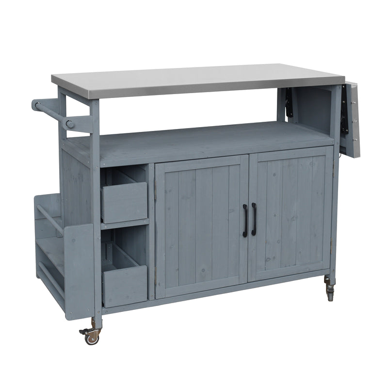 54.33" Farmhouse Rolling Outdoor Kitchen Cart, photo 10 of 10