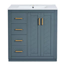 Ceramic Sink Combo, Freestanding Vanity Set With 3 Drawers & Soft Closing Doors by HouseOfZazla