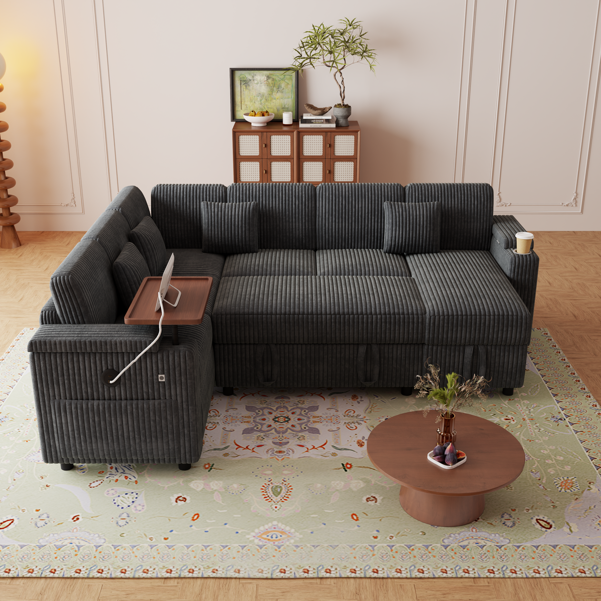 100-Inch Pull-Out Sofa with USB Ports and Cup Holder, photo 8 of 10