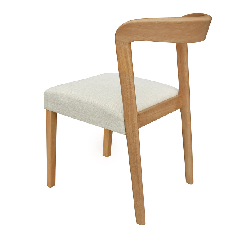 Solid Rubber Wood Dining Chairs (Natural Oak + Beige) Set of 2, photo 7 of 10