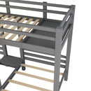Twin Over Twin & Twin Bunk Bed With Built In Staircase And Storage Drawer - Gray