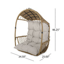 Outdoor Indoor Wicker Hanging Chair with 8 Ft Chain - Light Brown Beige