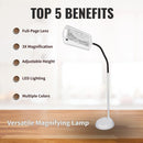 LightView Pro 8X10 - Full Page Magnifying Floor Lamp - Hands Free Magnifier with Bright LED Light for Reading - Flexible Gooseneck Holds Position