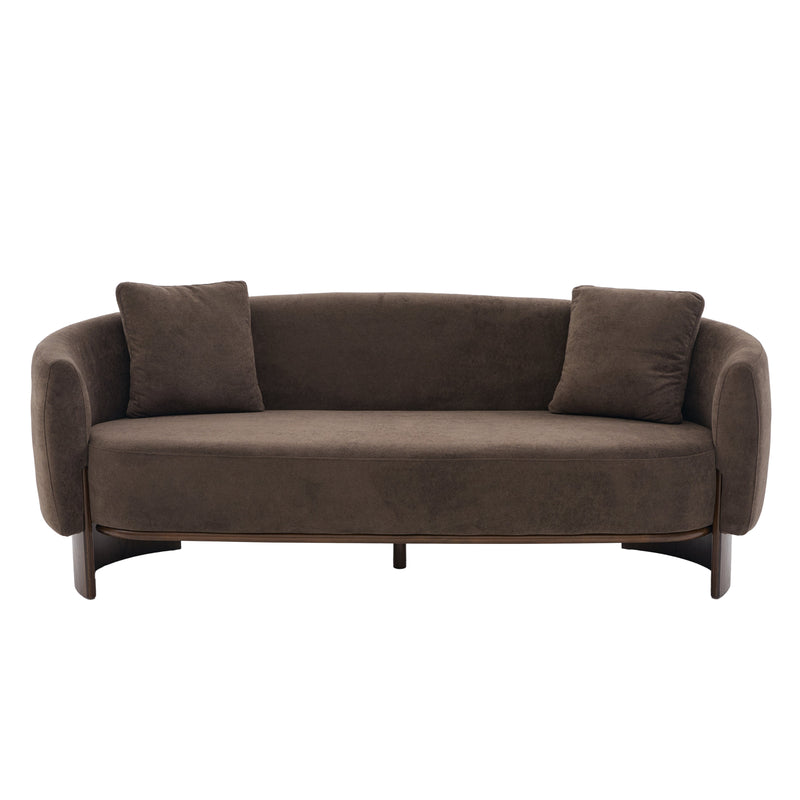 81 In. Curved Velvet Sofa With Wooden Base, photo 2 of 10