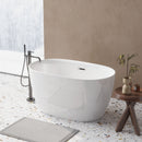 Freestanding Oval Bathtub With Overflow And Pop Up Drain, Double Walled Design - Gloss White by HouseOfZazla