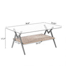 Rectangle Coffee Table With Tempered Glass Top And Shelf, Modern Table For Living Room by Unique Piece Furniture