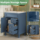Bathroom Vanity With Ceramic Sink, Compact Cabinet With 2 Drawers And Adjustable Shelf - Blue by HouseOfZazla
