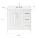 36 Inch Solid Wood Pre-Assembly Bathroom Vanity with US Power - White