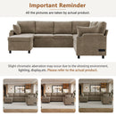U-Shaped Sectional Sofa Bed With Storage, Charging Ports, And Cup Holders - Brown by HouseOfZazla