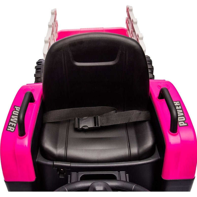 Ride on Tractor with Trailer,24V Battery Powered Electric Tractor Toy, 200wx2motor 1.86-4.97MPH/Remote Control,electric car for kids,Three speed adjustable,USB,MP3, Bluetooth,LED light, safety belt