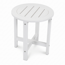 White HDPE Outdoor Side Table, 16 in. Round All-Weather Patio End Table