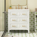Retro Bathroom Vanity With Sink Combo, Free Standing Single Set With 3 Drawers by HouseOfZazla