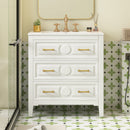 Retro Bathroom Vanity With Sink Combo, Free Standing Single Set With 3 Drawers by Unique Piece Furniture
