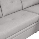 80.3" Pull Out Sofa Bed Modern Padded Upholstered Sofa Bed, Linen Fabric 3 Seater Couch with Storage Chaise and Cup Holder, Small Couch for Small Spaces