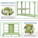 64.6" Large Outdoor Potting Bench, Garden Potting Table, Wood Workstation with 6-Tier Shelves, Large Tabletop and Side Hook for Mudroom, Backyard,Green