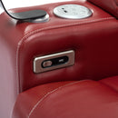 270 Degree Swivel PU Leather Power Recliner Individual Seat Home Theater Recliner with Surround Sound, Cup Holder, Removable Tray Table, Hidden Arm Storage for Living Room, Red