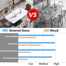 70.87" Modern Artificial Stone White Curved Black Metal Leg Dining Table, Can Accommodate 6-8 People - White / Black by HouseOfZazla