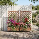 Raised Garden Bed With Trellis 2 Pack, Outdoor Planter Box & Plant Stand With Climbing Racks - Brown by HouseOfZazla