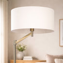 Horizon - Table Lamp With On / Off Switch Curved Base Linen Shade - Brushed Nickel / Silver / White by HouseOfZazla