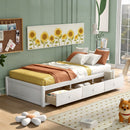 Twin Size Platform Storage Bed With 3 Drawers - White by HouseOfZazla