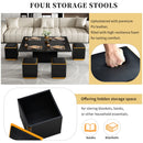 Lift Top Coffee Table With 4 Storage Stools