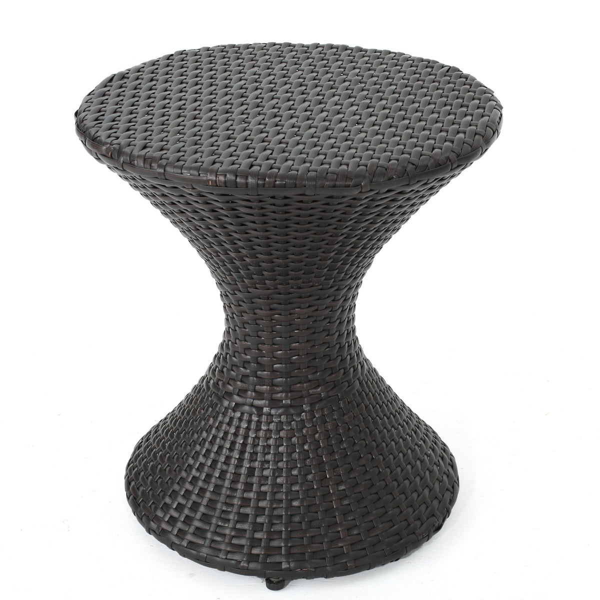 Outdoor 16-Inch Multi-Brown Wicker Hourglass Side Table, photo 3 of 8