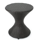 Outdoor 16-Inch Multi-Brown Wicker Hourglass Side Table by HouseOfZazla