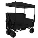 Folding Wagon Cart with Bench Seat & Canopy, 500lbs Capacity