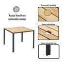 5 Piece Patio Dining Table Set, Acacia Wood Table Top With Umbrella Hole by HouseOfZazla