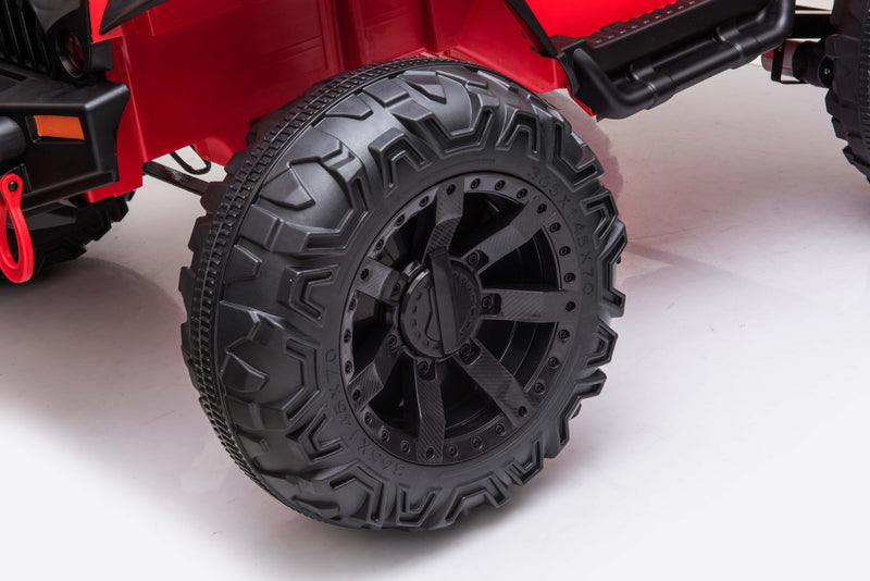 24V JEEP Double Drive Children Ride- on Car With 200Wx2 12V9AHx2Battery, Parent Remote Control, Electron assisted steering wheel, Foot Pedal, Led lights, music board with bluetooth/MP3/music/ volume