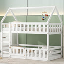 Twin Over Twin House Bunk Bed With Fence And Door by Unique Piece Furniture