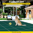 Inground Pool Safety Cover, 22 ft x 42 ft Rectangular Winter Pool Cover with Right Step by HouseOfZazla