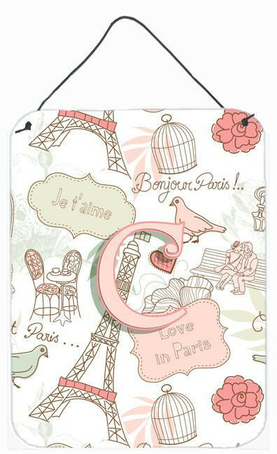 Letter C Love in Paris Pink Wall or Door Hanging Prints CJ2002-CDS1216