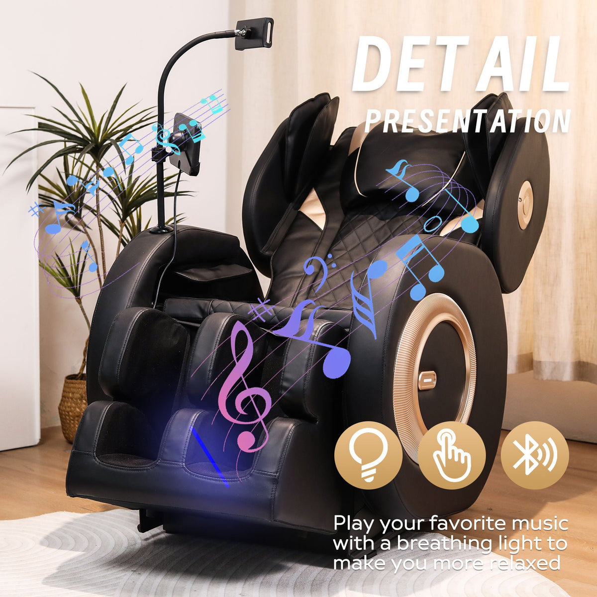 Automatic Massage Chair Recliner With Zero Gravity And Full Body Air Pressure - Black, photo 9 of 9