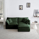 Walker Edison | Chenille L-Shaped Cloud Loveseat Sectional with Ottoman