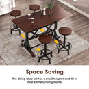 5-Piece Dining Table Set, 59" Wooden Sofa Side Table with Stabilizing Base, Rustic Brown Industrial Adjustable Height Chairs, Modern Bar Table and Chairs for Living Room, Dining Room, and Space Saving