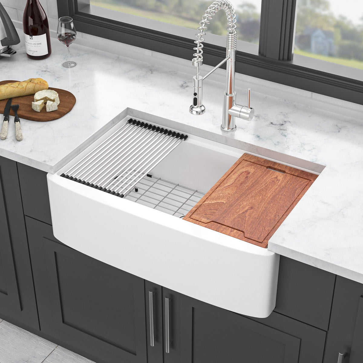Classic Ceramic Farmhouse Sink Workstation Single Bowl With Durable Finish, photo 35 of 40