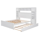 Bed With All In One Cabinet, Shelf And Sockets, Twin Long Trundle by HouseOfZazla