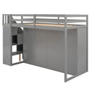 Loft Bed With 3 Shelves, 2 Wardrobes, 2 Drawers, Ladder Storage
