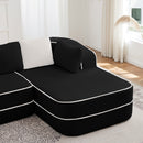 ELYSEES Right Chaise Sofa With Pillows Teddy Fabric - Black