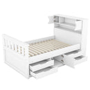 Captain Platform Bed Frame With Storage Bookcases, Shelves, And 4 Drawers by HouseOfZazla