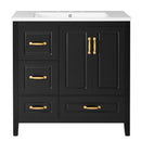 Bathroom Vanity With Sink, Soft Closing Doors & Drawers, Metal Handles