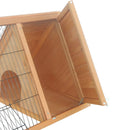 46" x 24" Wooden A-Frame Outdoor Rabbit Cage Small Animal Hutch with Outside Run & Ventilating Wire, Yellow