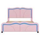 Upholstered Platform Bed & Curve Shaped And Height Adjustable Headboard, LED Light Strips by Unique Piece Furniture