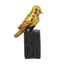 Gold Resin Songbird Sculpture on Black Faux Branch by HouseOfZazla
