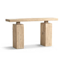 Calder 60' Solid Reclaimed Elm Plinth Console Table, Heritage Light Natural Brown