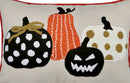 Halloween Pumpkin Embroidered Throw Pillow – Spooky Polka Dot