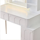Modern Makeup Vanity Desk With LED Lights & Mirror 4 Drawer Dressing Table Set Space Saving For Bedroom - White by HouseOfZazla