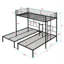 Twin Over Twin Over Twin Triple Bunk Bed With Safety Rails And Storage Shelf - Black