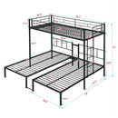 Twin Over Twin Over Twin Triple Bunk Bed With Safety Rails And Storage Shelf - Black
